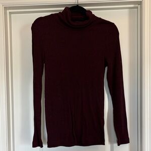 Banana Republic Women's Burgundy Ribbed Turtleneck Sweater